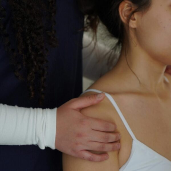 Lymphatic drainage massage on a woman