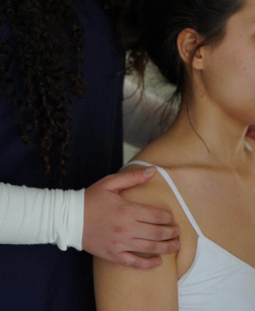 Lymphatic drainage massage on a woman