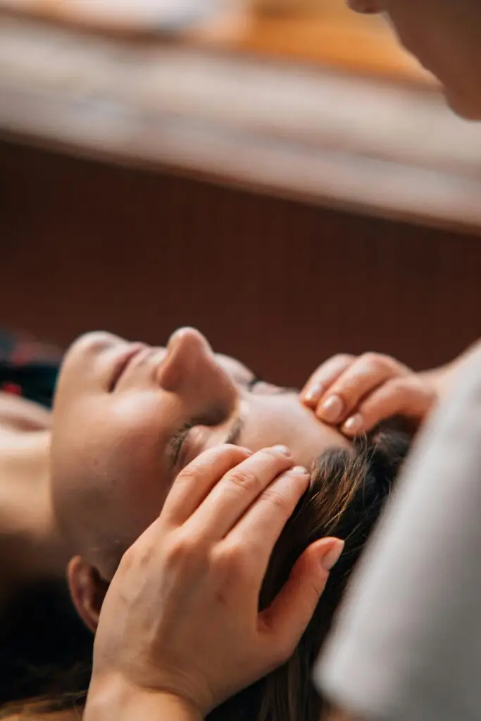 Woman having a face massage