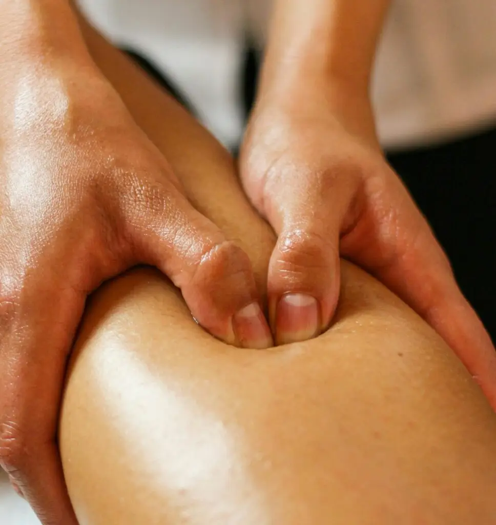 Leg is being massaged