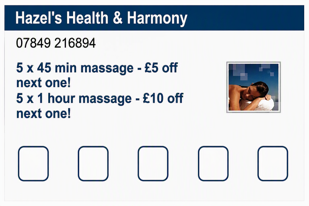 Hazel's Health & Harmony Loyalty Card